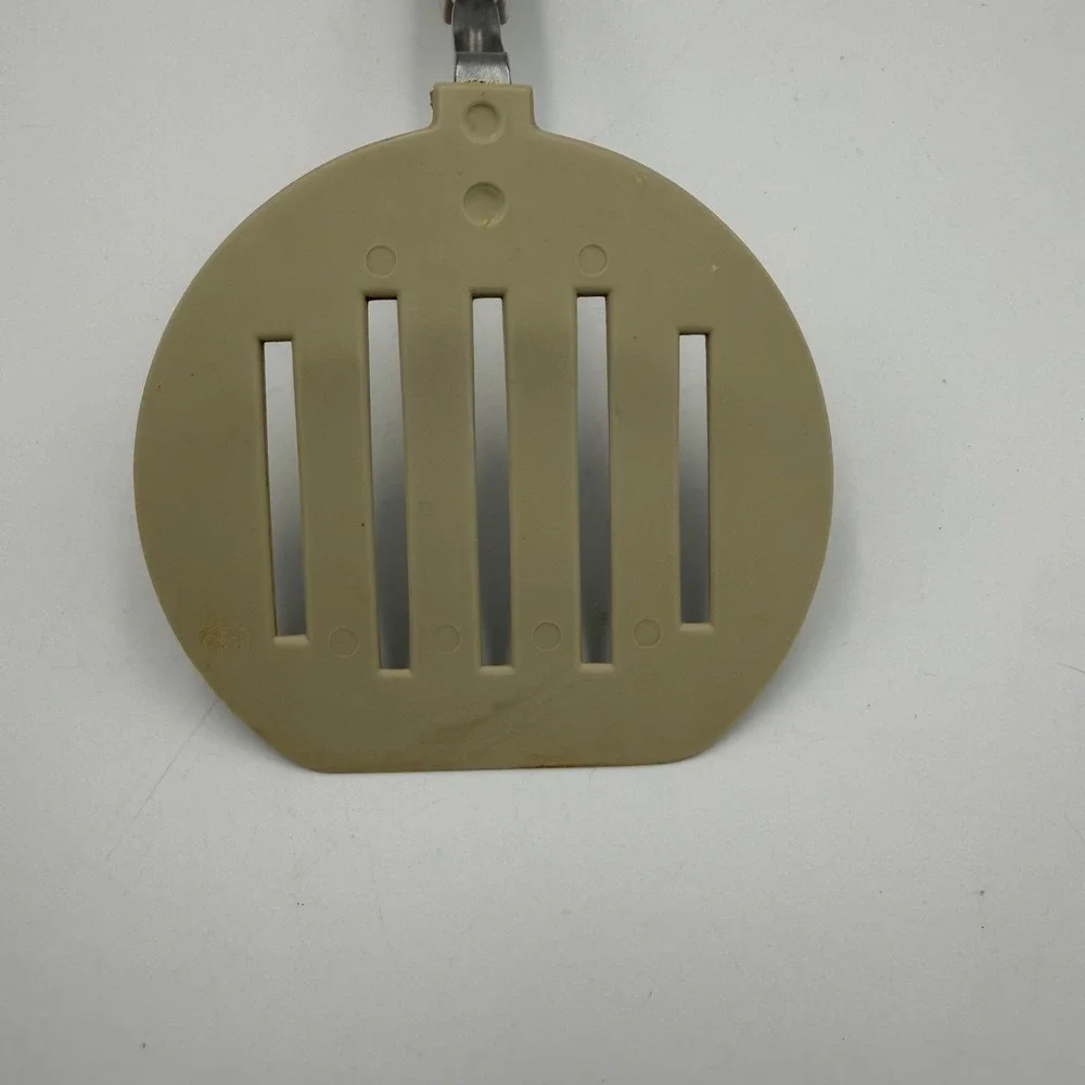 Vintage EKCO USA Slotted Spatula Nylon Stainless Steel Beige Almond Kitchen Tool